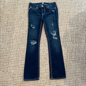 Women’s TRUE RELIGION Bootcut Distressed Blue Jeans Sz 30